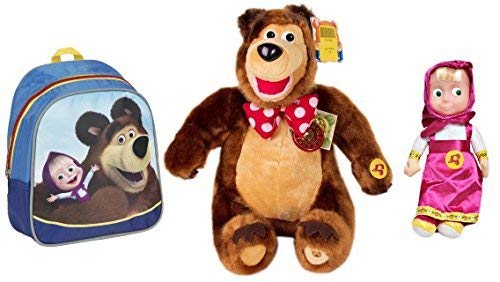 Funny Children Set Masha and the Bear Plush Giggle Toys Backpack - is the Best Choice for Birthday Masha y el Oso para niños