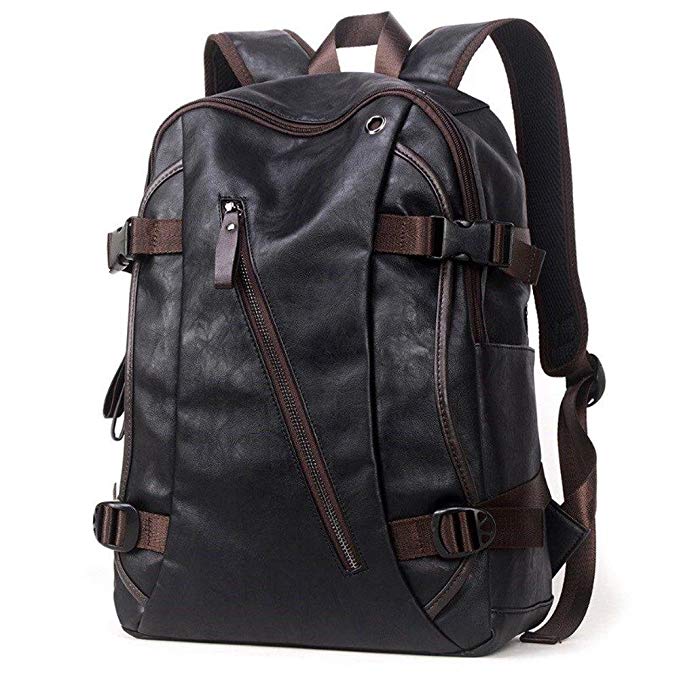Black Unisex Stylish Backpack Bag of Artificial Leather for College, Office and School (16.5 INCH)