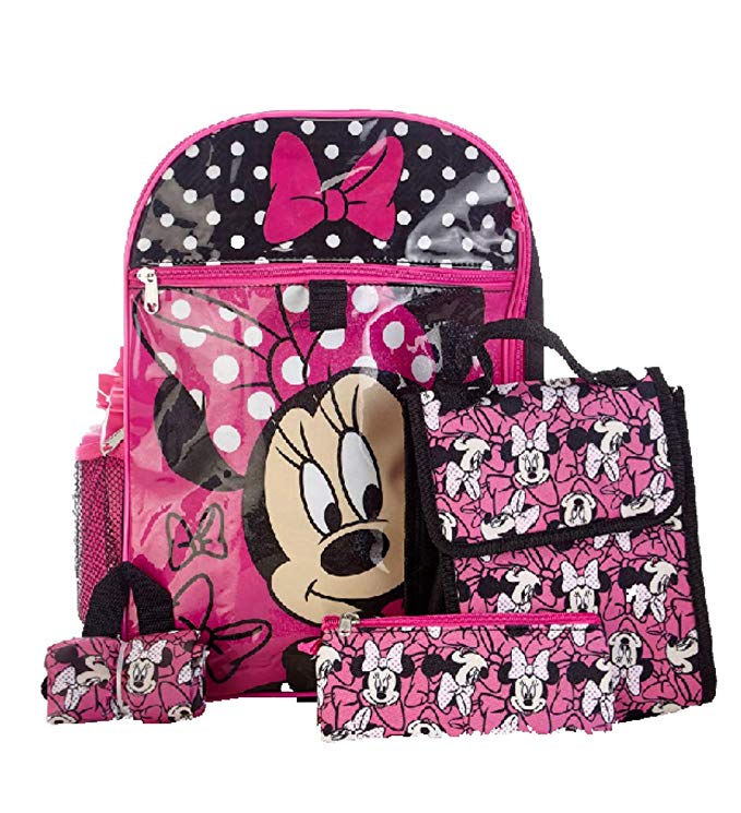 Disney Minnie Mouse Girls 5-Piece Backpack Set