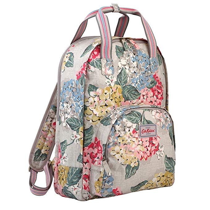Cath Kidston Matt Oilcloth Multi Pocket Backpack Rucksack Hydrangea Colour Oat 16SS