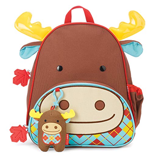 Skip Hop Zoo Toddler Kids Insulated Backpack Plush Set Moose Boy, 12-inches, Brown