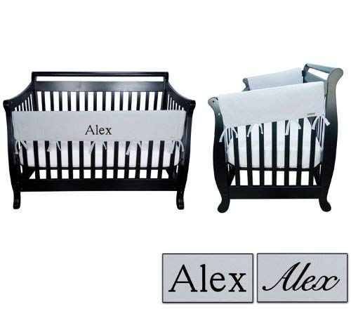 Personalized Embroidered Monogram or Name 3pc Trend Lab Crib Wrap Rail Guard Set, Gray