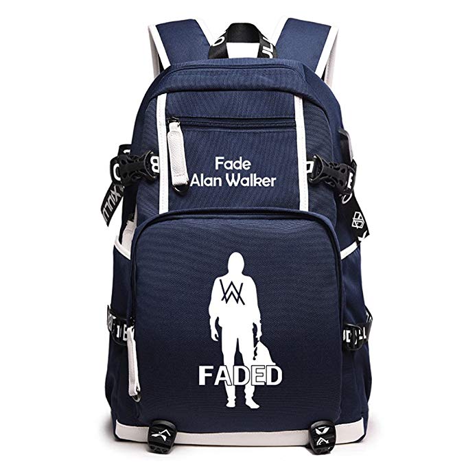 YOURNELO Faded Alan Walker High Capacity Backpack Canvas School Bag Bookbag