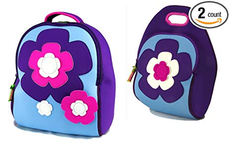 Dabbawalla Bags Flower Power Girls Preschool Toddler Backpack and Lunch Bag Set