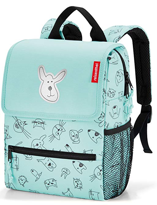 reisenthel Backpack Kids, Safety-Enhanced Design for School and Travel, Cats and Dogs Mint