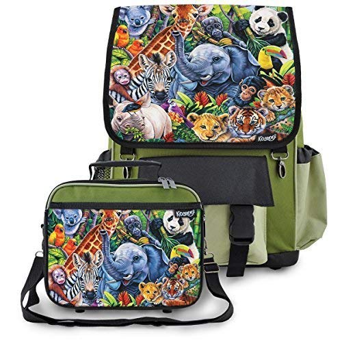 Kidaroo Jungle Babies Backpack & Lunchbox for Girls, Boys, Kids
