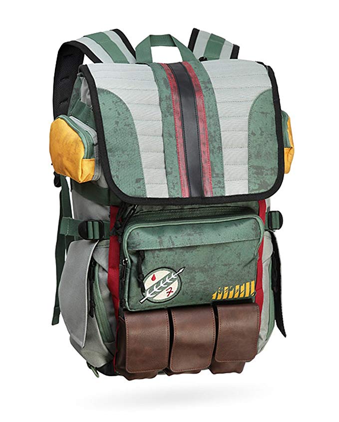 YOURNELO Star Wars Boba Fett Mandalorian Armor Backpack Canvas School Bag Bookbag