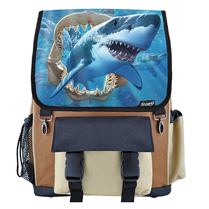 Great White Shark Jaws School Backpack For Boys, Girls, Kids