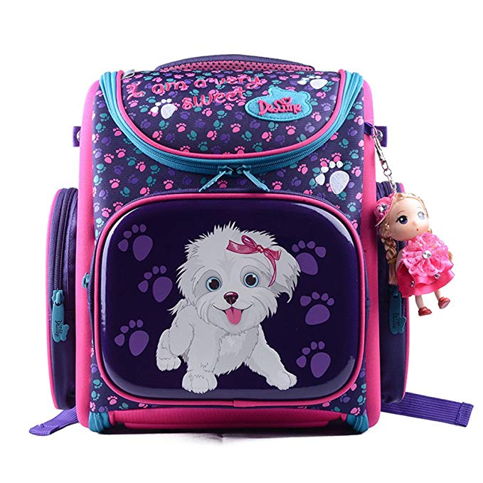 Delune Kid's Cute Backpack School Bags for Girls with Lovely Doll Grade 1 to 6