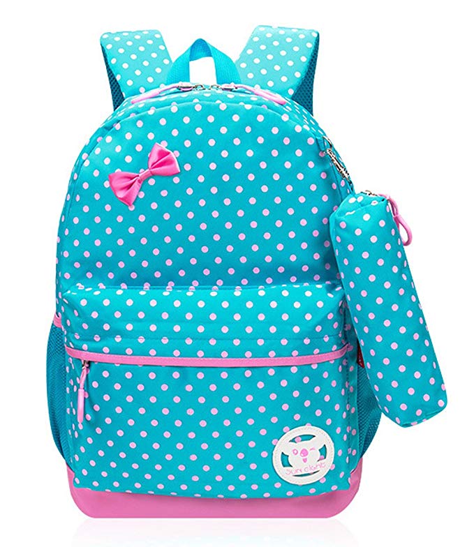 Dots Print Girls School Bags for Kids Elementary School Backpacks for Girls Bookbags