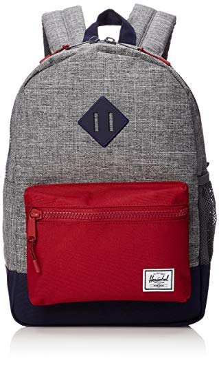 Herschel Supply Co. Kids' Heritage Youth Children's Backpack, Raven Crosshatch/Peacoat/Red, One Size