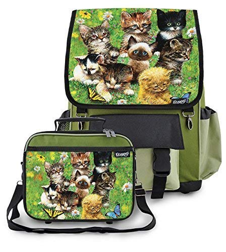 Kidaroo Cute Little Kittens School Backpack & Lunchbox for Girls, Boys, Kids