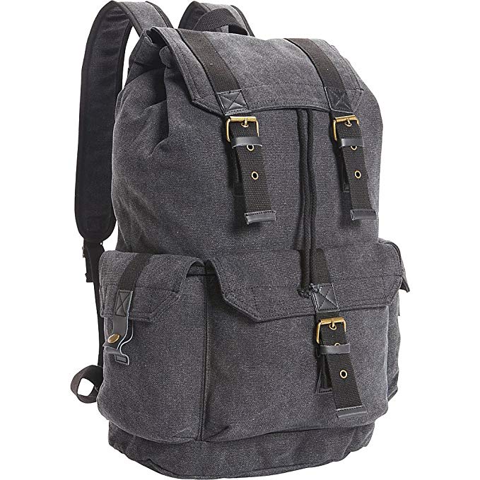Vagabond Traveler Large Washed Canvas Backpack (Grey)