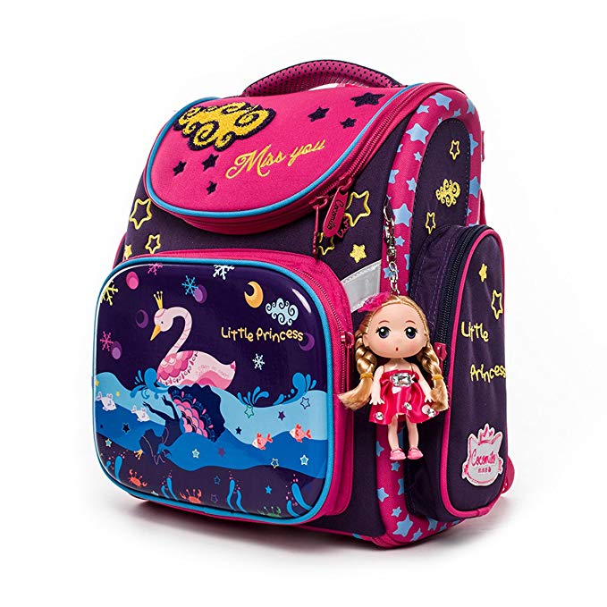 Cocomilo Folding School Backpack Little Princess Orthopedic Bookbag for Girls