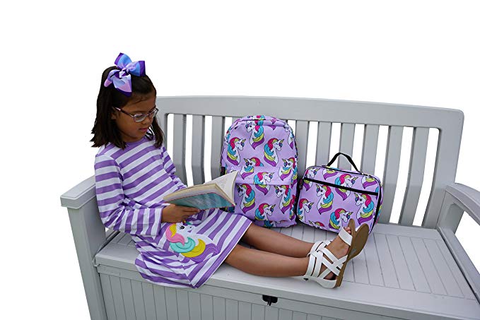 Little Planets Boys Girls All Over Print 16'' Kid School Backpack (Penguin Set of 3 Lunch Box, backpack & Dress Size 7)