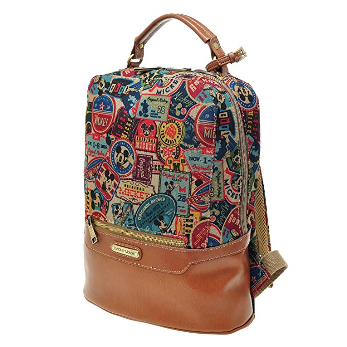 Disney A99 Mickey Mouse Women Kids Vintage Backpack Travel School Bag Brown