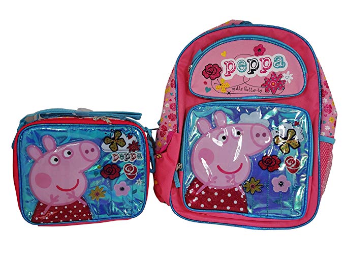 Peppa Pig Backpack and Lunch Bag Set ( Large Backpack and Lunch Bag)